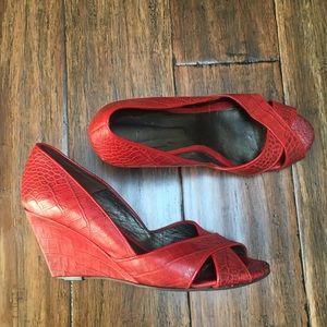 COPY - Red leather wedges